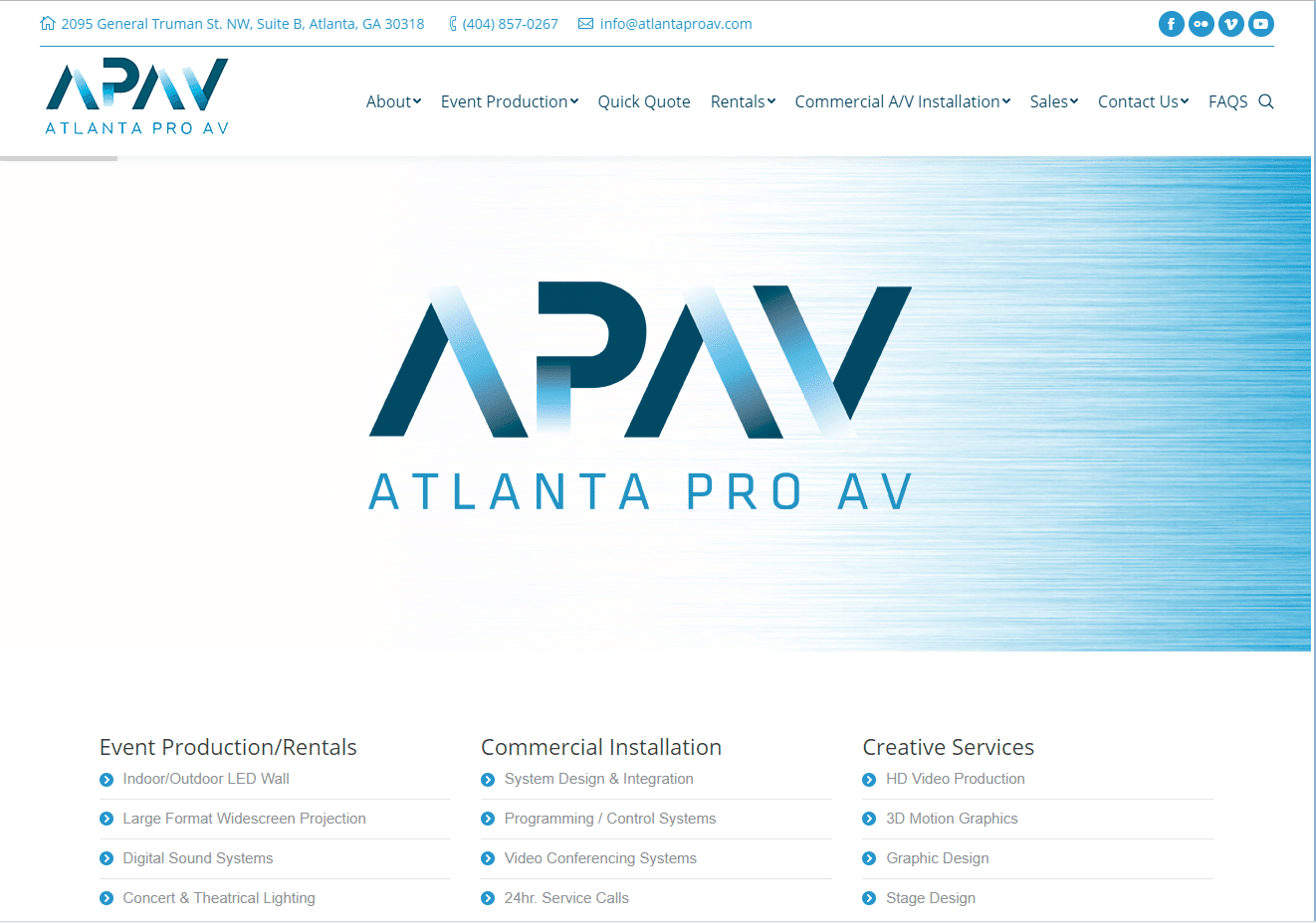 screenshot of apav's website