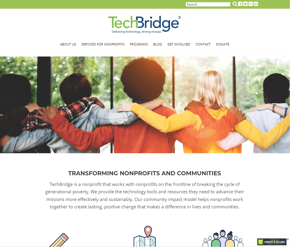 screenshot of the TechBridge website